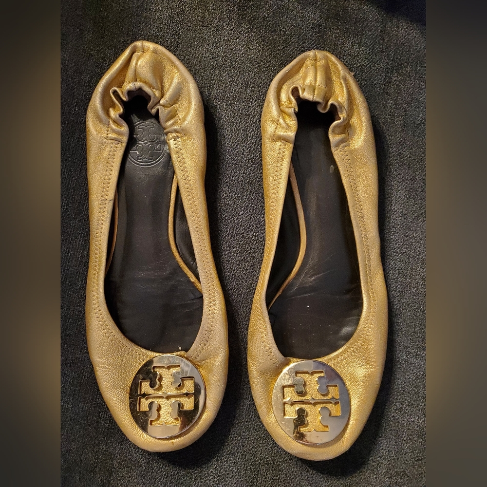 Gold Troy Burch Size 8 Flats